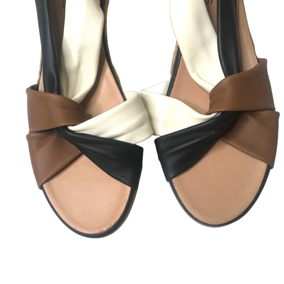 Ateliers Leather Colorblock Wedge Sandals Handmade in Spain - Picture 2 of 7